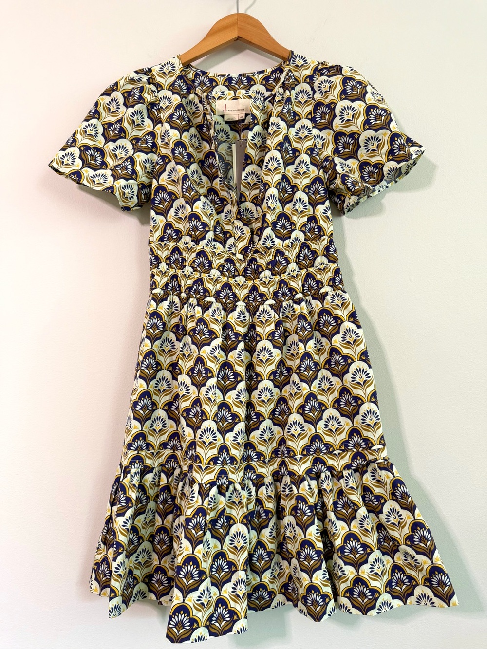 Anthropologie Somerset Mini Dress Khaki Blue Size XXS